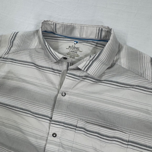 Kuhl Other - KUHL Button Down Shirt Mens Large Gray Striped Short Sleeve Snap Front Outdoor